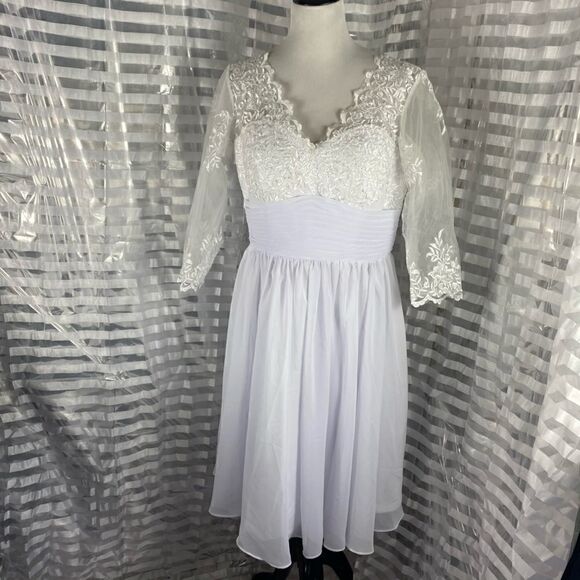 Bridess White Lace Chiffon Formal Dress - Picture 1 of 7